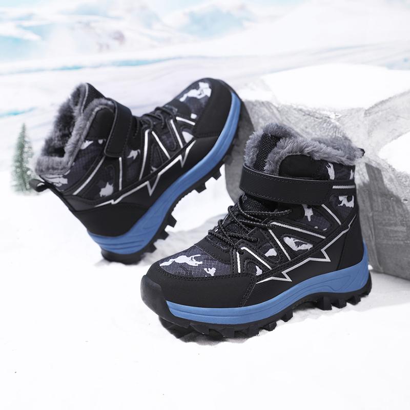Crianças botas de neve quente crianças inverno sapatos de algodão antiderrapante neve ao ar livre quente botas de pelúcia alta superior quente calçado peludo à prova dwaterproof água tênis quentes
