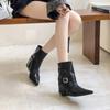 2025 autumn new European and American French pointed toe heel temperament French fashion sexy beautiful women short boots