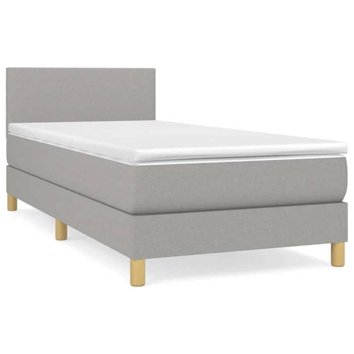 Maison Exclusive - Sommier à lattes de lit avec matelas Gris clair 90x200 cm Tissu