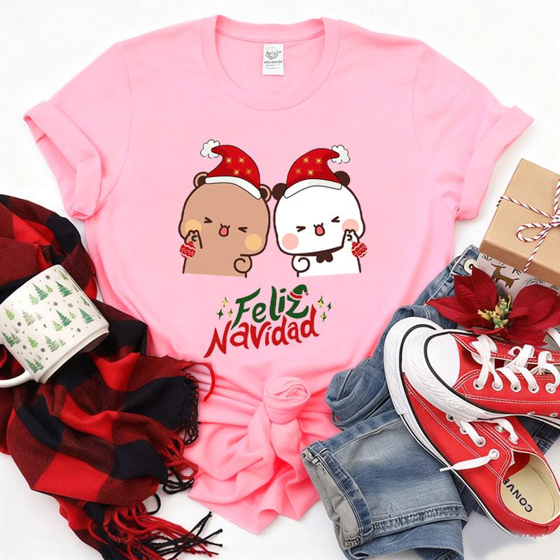 Joyeux Noël Mignon Bubu Dudu Graphiques Dessin Animé T-shirt Populaire Fête de Fête Unisexe Coton T-shirts Tendance Drôle Chemise de Noël