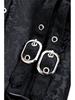 European & American Court Style Black Lace-Up Sleeveless Corset with 12 Steel Bones & Double-Breasted Chain Buttons.