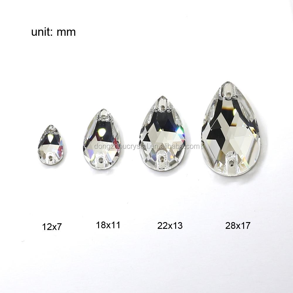 Dongzhou Waterdrop Sew On Rhinestones Flatback Crystal Loose Crystal Stone Beads Garment Shoes Diy Sewing Accessories
