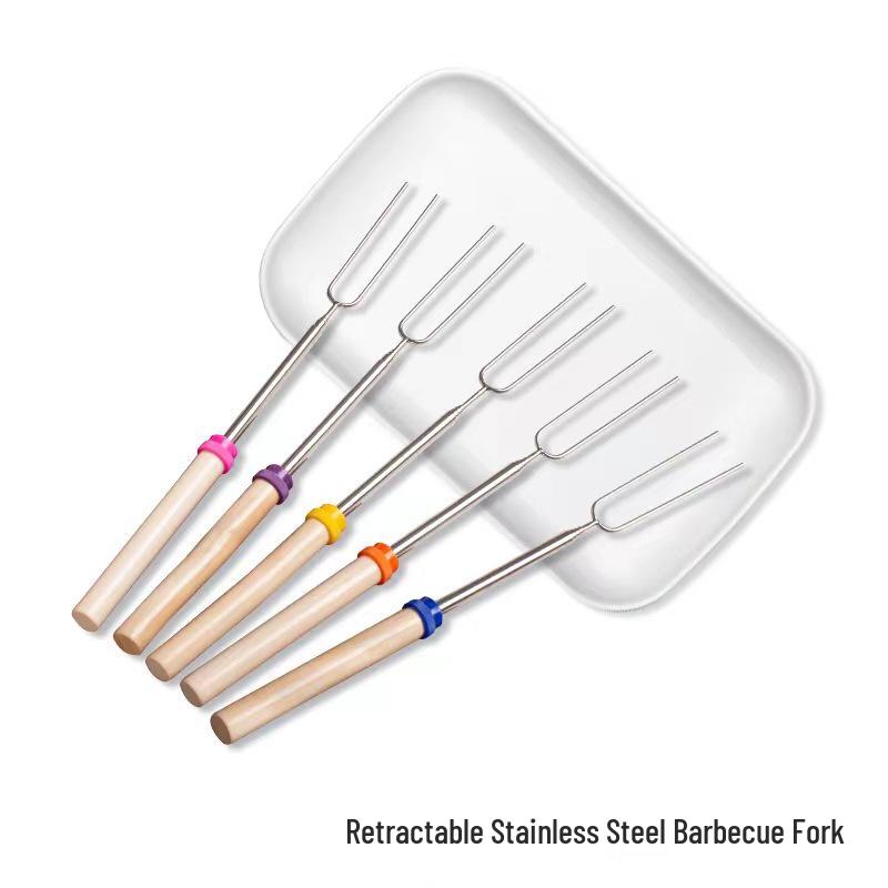 Stainless Steel 304 Lamb Skewers with Retractable Wooden Handle - Modern, Minimalist, and Ideal for Spicy Barbecue.