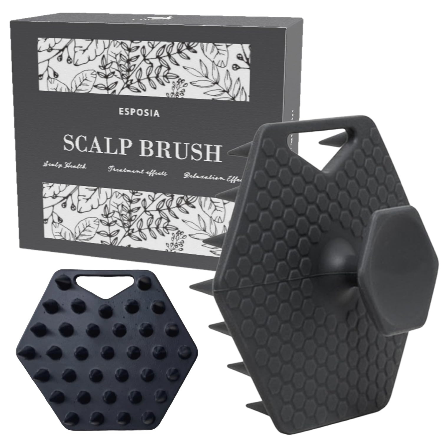 

[Совместно разработано специалистами по профилактической медицинской диагностике] Массажная щетка для кожи головы, Щетка для шампуня (1 Кисть), Массаж головы, Спа для головы, Подарок на день рождения, ESPOSIA (черный)