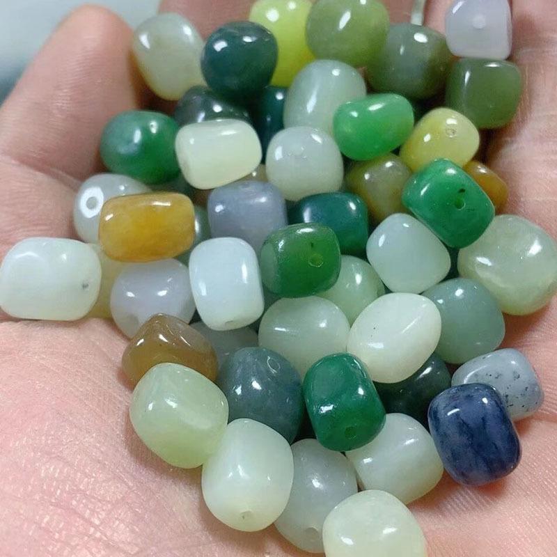 Хэтяньский нефрит, квадратные бусины «Множество сокровищ», нефритовый и белый нефрит, плетеный браслет-ожерелье Blue-White Jade Variant (Single Bead) Hot-Selling