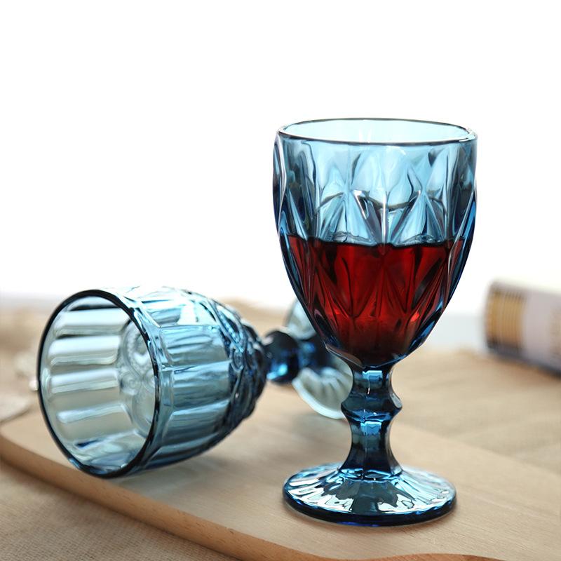 European relief red wine glass stained glass beverage cup thickened juice milk cup wedding goblet