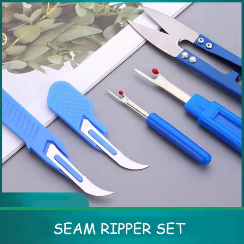 5Pcs Blue Sewing Seam Ripper Kit Colorful Sewing Stitch Thread Unpicker Seam Ripper Thread Cutter Scissor for Thread Remove