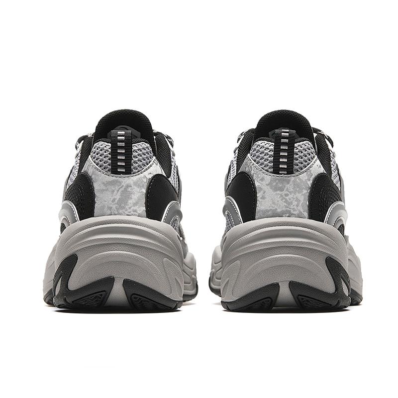 Anta Cross Retro Casual Non-Slip Wear-Resistant Low-Top Dad Shoes Women Sneaker Gray Black Silver 122348850-2