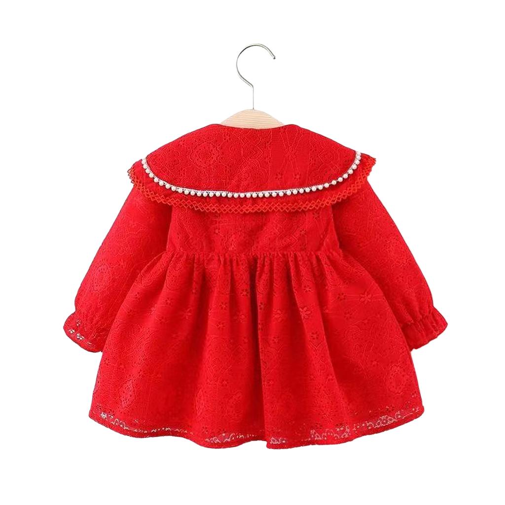 Girls Princess Dress with Lace Big Collar Embellishment for Wedding Birthday Party