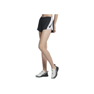 Color Block Split Hem Elastic Waist Shorts Women Shorts Black AT7965-010