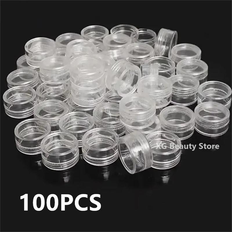 50/100/200pcs 2.5ml Clear Cosmetic Bottles Containers Pot Sample Clear Cream Jar For Nail Arts Small Clear Can Tin For Balm