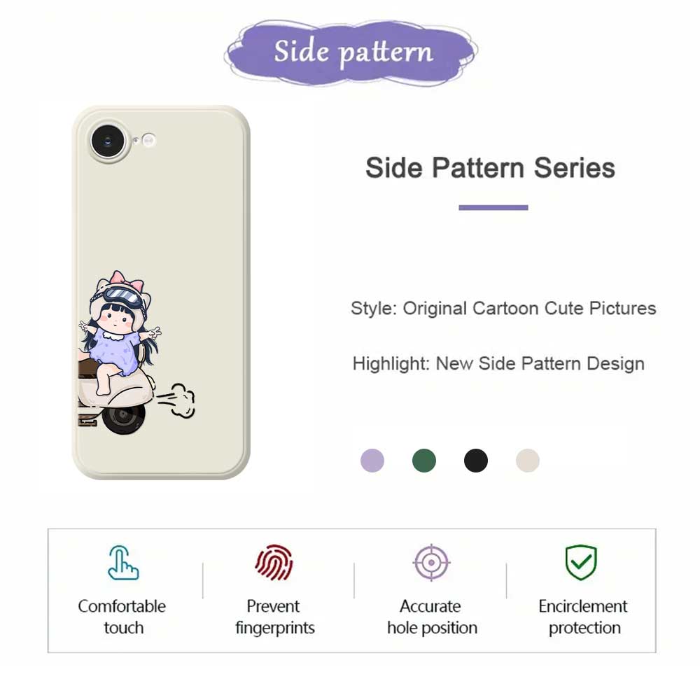 For iPhone 16e Case Helmet Girl Pattern Printing Straight Edge TPU Phone Back Cover