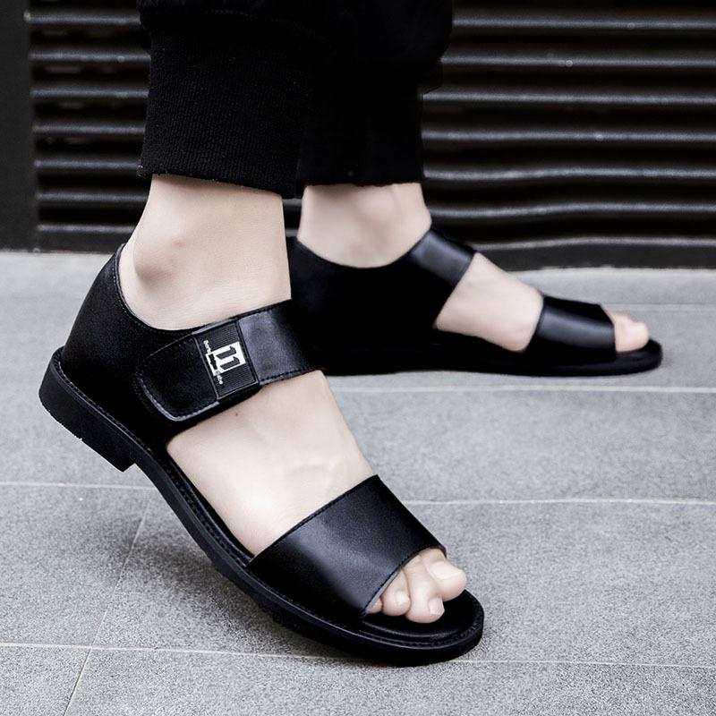 Men's Cowhide Leather Roman Sandals - New Casual Outdoor Summer Shoes with Soft Non-Slip Soles