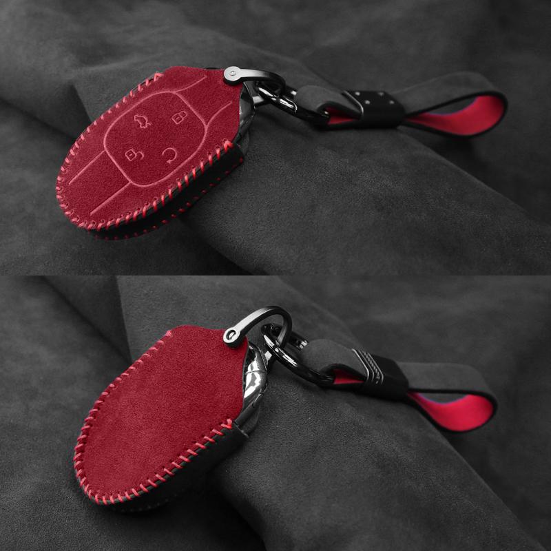 Alcantara Suede For Trumpchi Empow Series Suede Hand-Swen Car Key Case Protective Cover Buckle Car Accessories