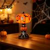 Non Dazzling Bedroom Lamp Halloween Vintage Table Lamp, Retro Resin Pumpkin Skeleton Black Cat Decorative Night Light, Gothic Bedside for Living Room