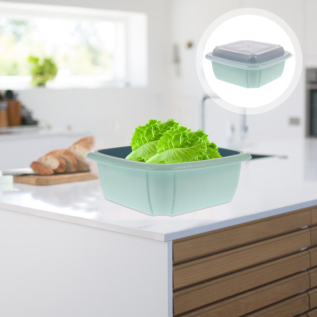 Lebensmittelbehälter Abtropfkorb Multifunktionale Gemüseschüssel Kunststoff Waschen Geschenk Obstwaschen Weiß Doppelschichtig