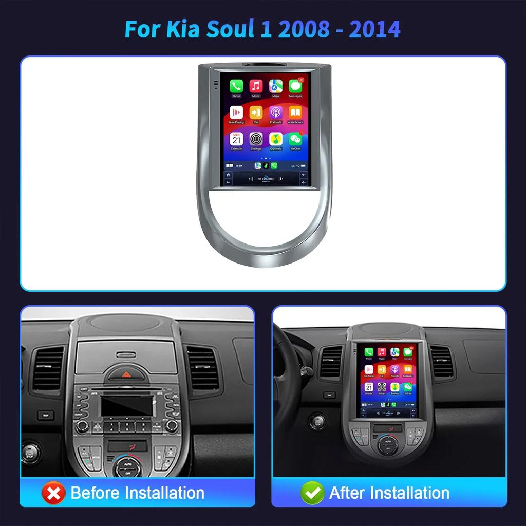 9.7inch Car Radio GPS Android 14 For Kia Soul 1 2008-2014 Multimedia Video Player Navigation Carplay Auto Intelligent System GPS