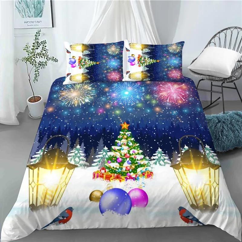 3D Christmas Decoration Duvet Cover Fashion Santa Claus Quilt Cover With Pillowcase Queen King Size For Kids Adult Bedroom Decor