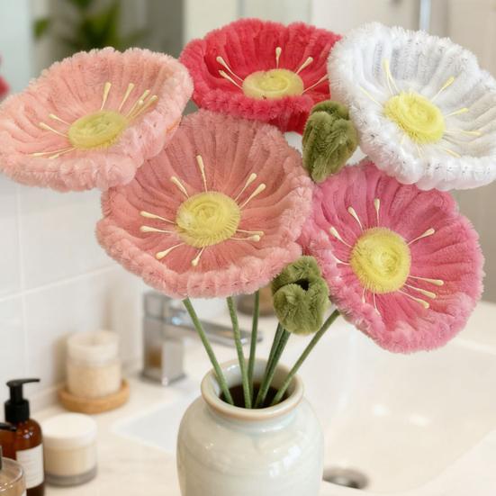 Finished Pipe Cleaner Flower Handmade Chenille Stem Fake Flower Craft Gifts for Women Mother Wife Valentine's Day Birthday Wedding Home Decor