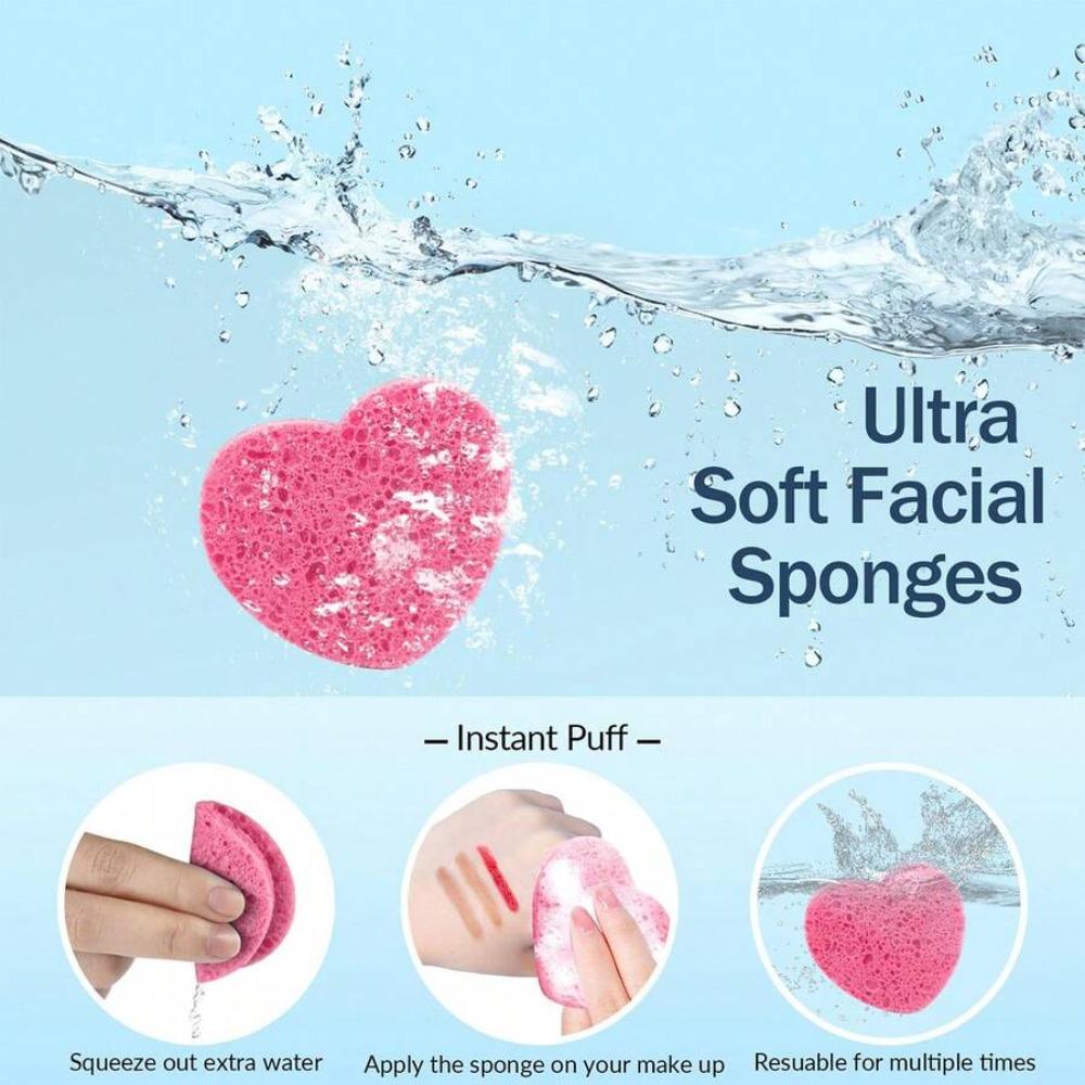 10/20/50PCS Compressed Heart-Shaped Facial Sponges Natural Wood Pulp Face Wash Puff Foaming Face Cosmetic Face for Home OrTravel