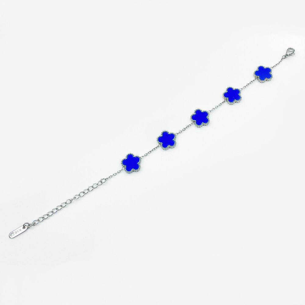 Lucky Five-Leaf Clover Beaded Bracelet for Women Classic Fashion Minimalist Gold Plated Stainless Steel Jewelry