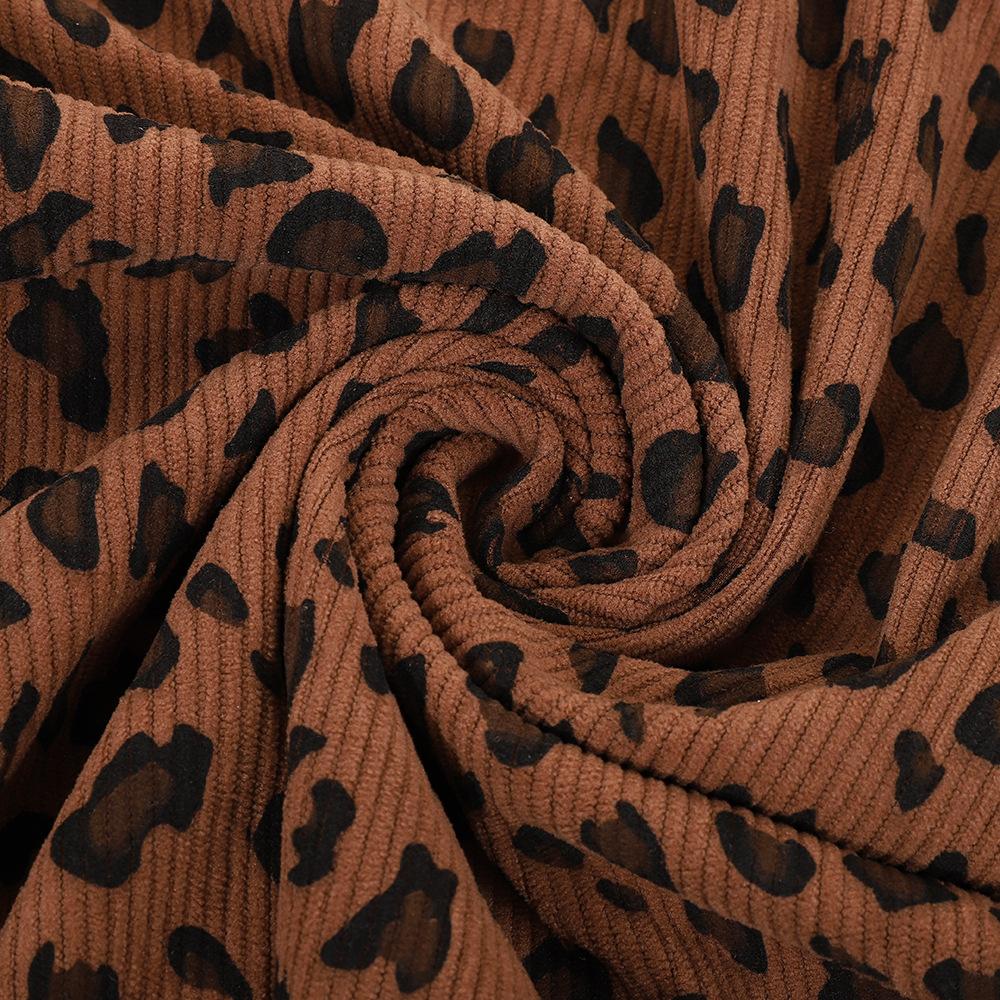 100*150CM Leopard print Corduroy fabric small flower Polyester print cloth fashion Women's DIY clothing handmade Sewing quilting