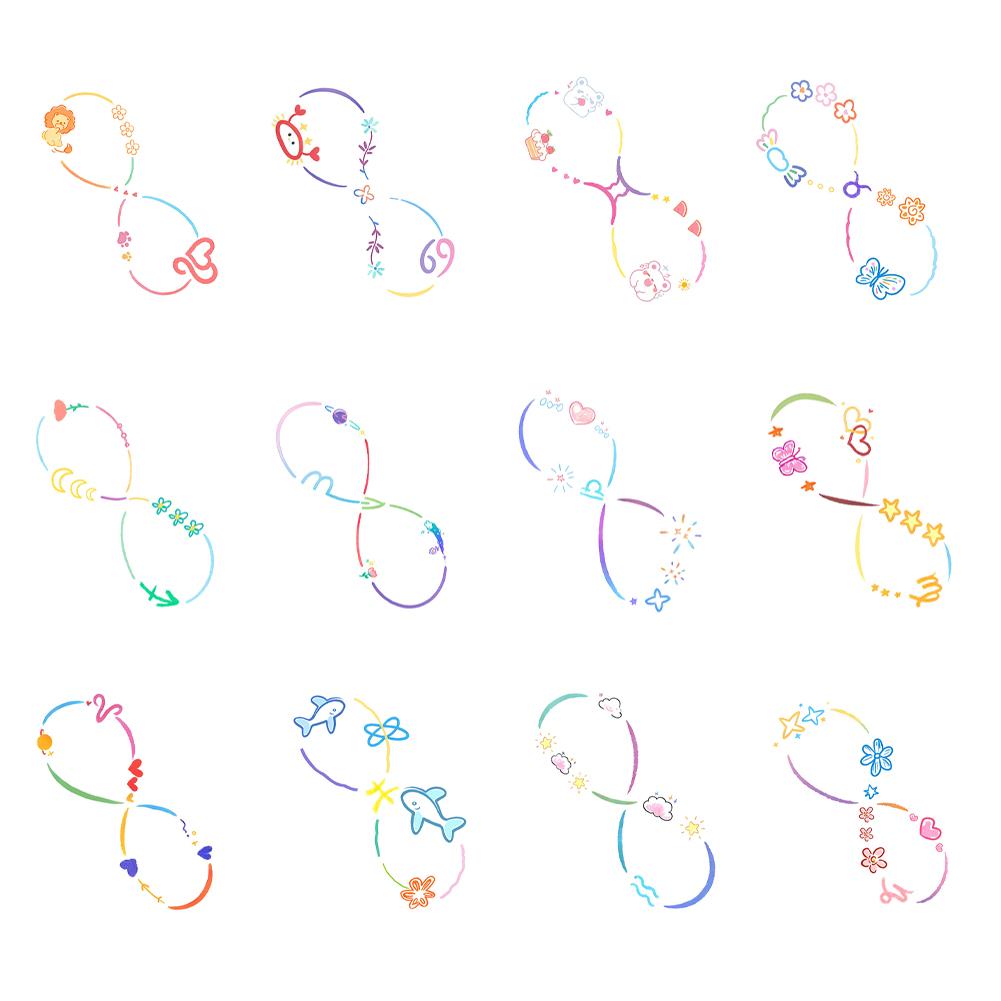 Zwölf bunte Tattoo-Aufkleber Wasserdicht Lang anhaltender Aufkleber Schlüsselbein Niedlich Damen V1U5