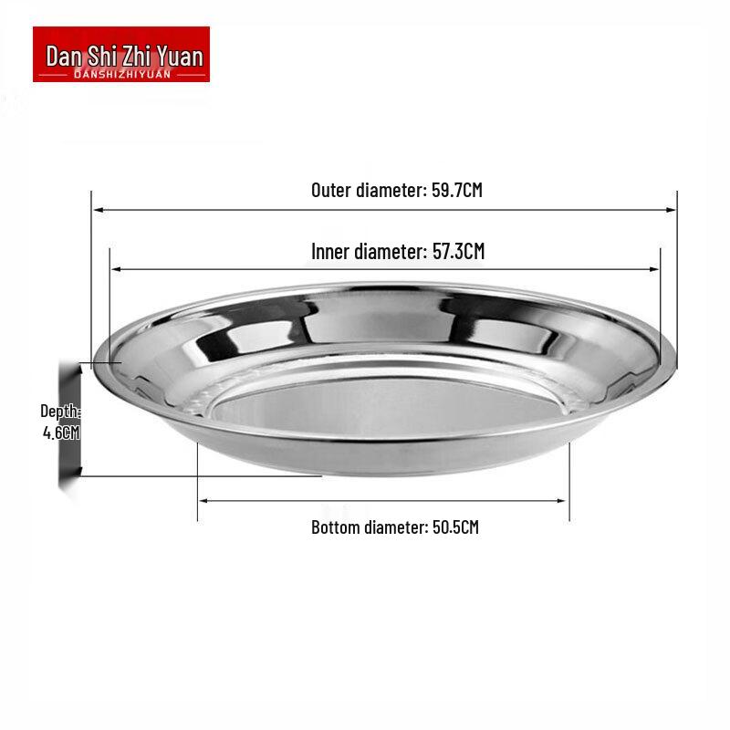 Thickened Stainless Steel Deep Round Serving Plate