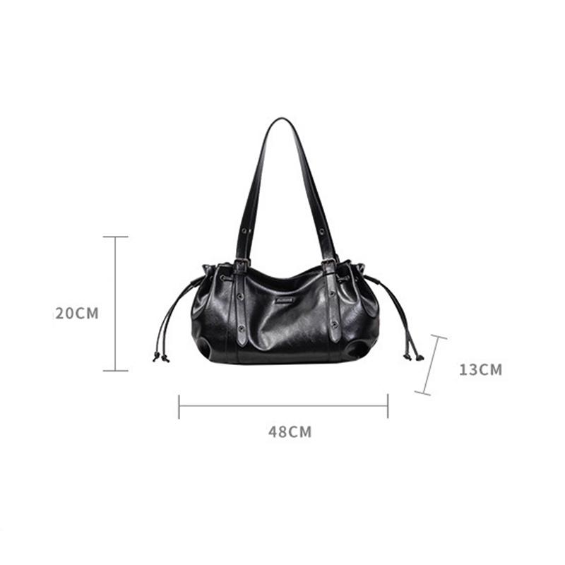 Casual Soft Leather Shoulder Bag Large Capacity Solid Color Commute Bag Multifunctional Minimalist Tote Bag For Women