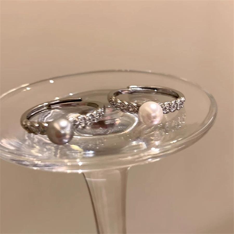 Gentle pearl stacking ring cold wind index finger ring light luxury design ring