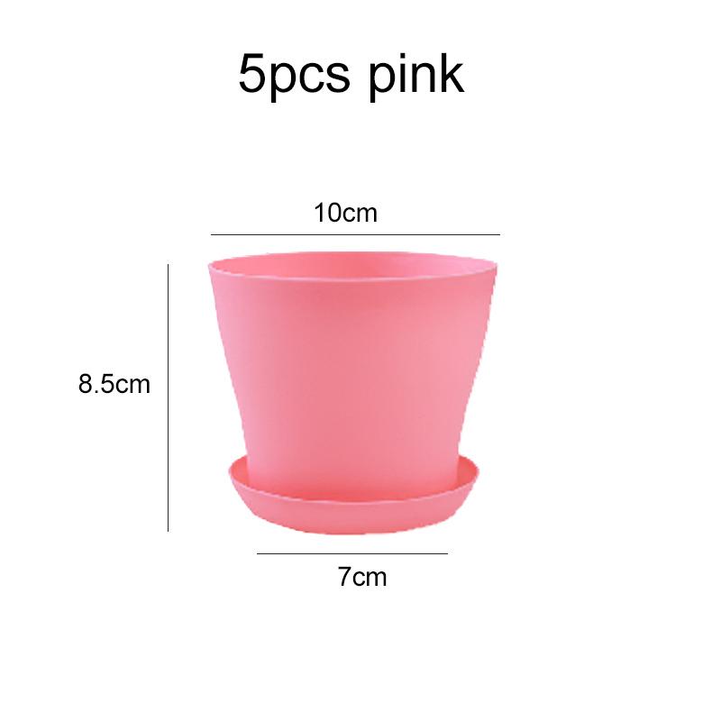 5pcs Mini Flower Pot with Tray Thickened Resin Plastic Ventilation Balcony Desktop Decoration Greenery Succulent Gardening TMZ