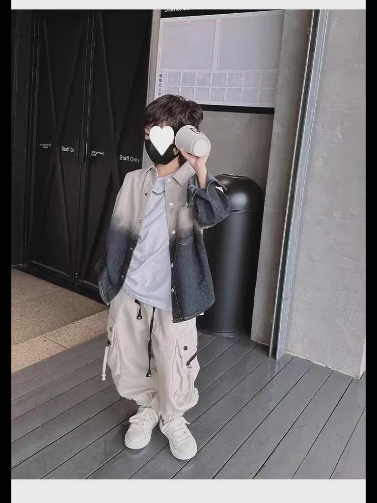 2023 Stylish Boys' Spring/Autumn Overalls - Trendy Korean Medium & Large Kids' Pants