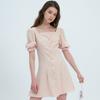 Nudaes Wavy Puff Square Neck Dress Beige