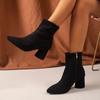 Fashion Winter 2025 Brand Design Women's Ankle Boots Green Pointed Roman Boots Denim Square Heel Side Zipper Sexy Women's Boots