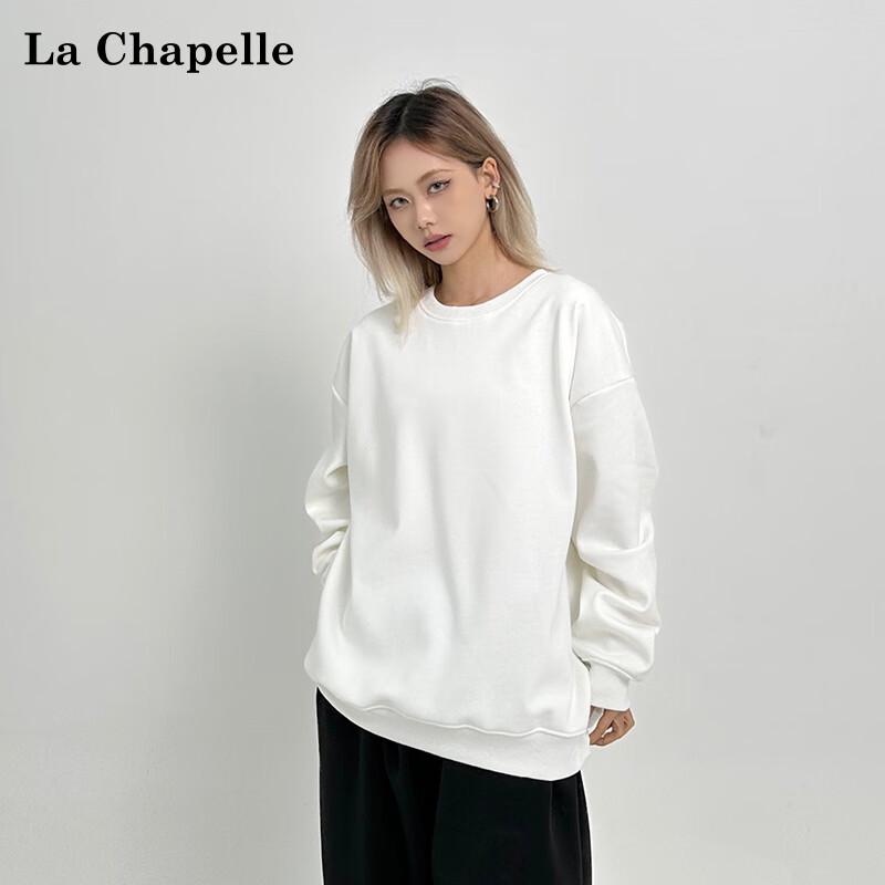 La Chapelle American Style Unlined Drop Shoulder Round Neck Sweatshirt
