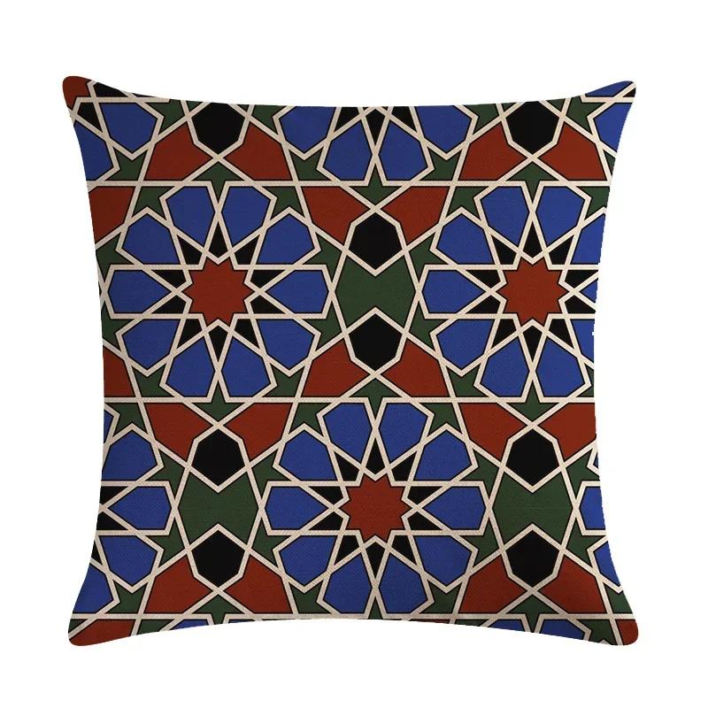 Geometric Design Cushion Cover Printed Linen Cushion Pillowcase Sofa Bedroom Children'S Room Home Decoration 45X45Cm