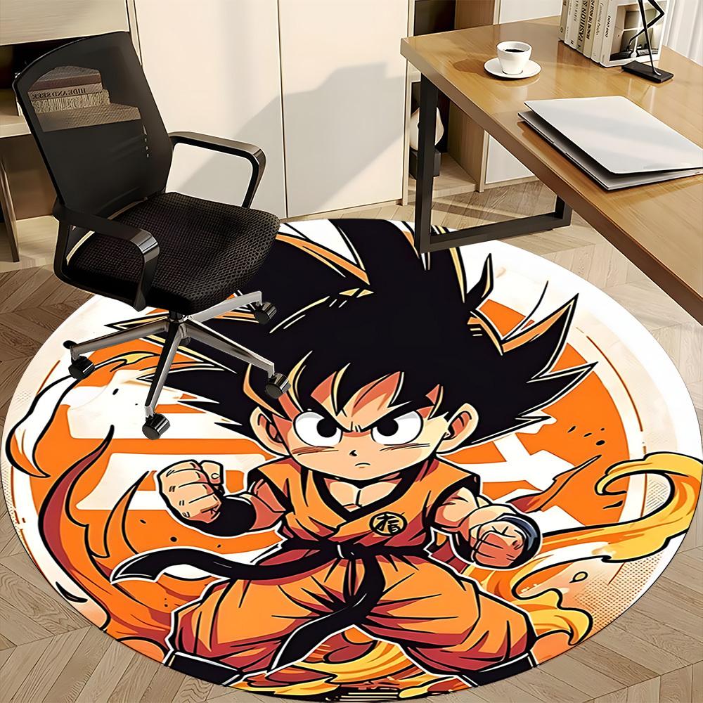 1pc Goku Saiyan Office Round Area Rug, Indoor Mat Suitable For Office, Under Office Chairs Bedroom Living Room Home Decor, Room Deco