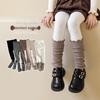 Children's Golden Brown Two-Piece Scrunched Socks & Warm Leggings Set for Autumn/Winter