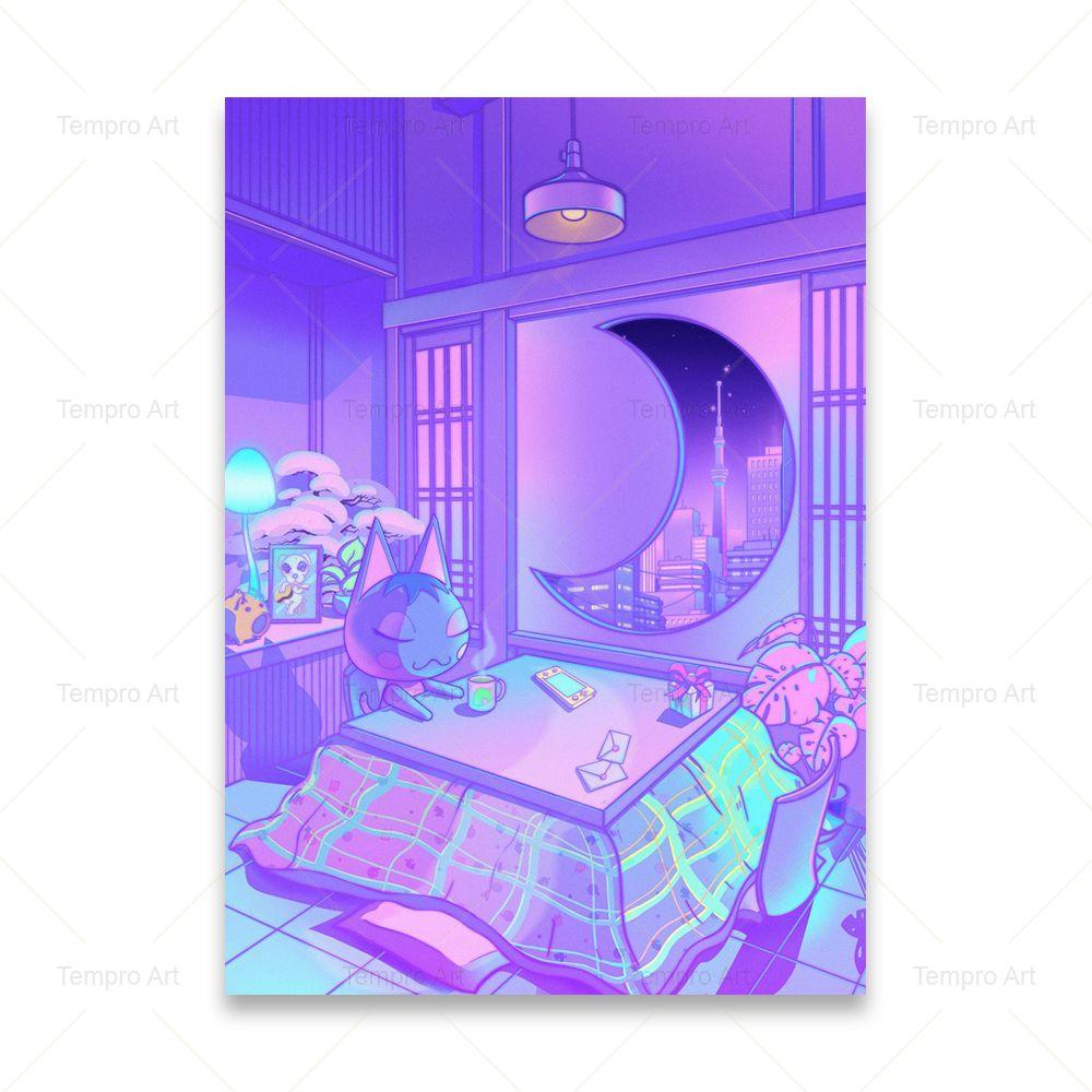 Poster im Vaporwave-Stil, japanische Stadt, Nacht, Straße, Pop, Kyoto, Poster, Leinwand, Gemälde, Wandkunst, Bild, Druck, Kawaii-Zimmer-Heimdekoration
