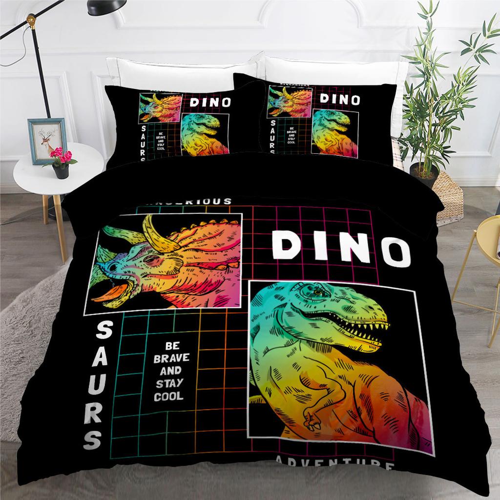 3D Dinosaur Bedding Animal Down Duvet Cover Pillowcase 2/3pc Comfort Cover Boys Men Single Bed Double Bed Luxury Home Textile Gift