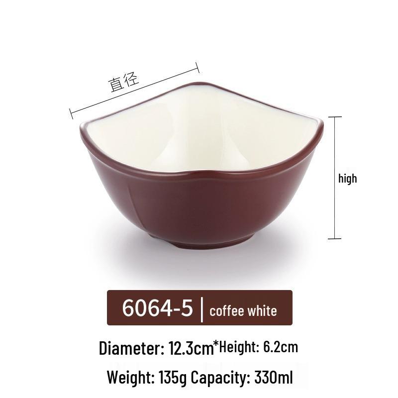 Melamine Imitation Porcelain Square Bowl – Plastic Soup, Dessert, BBQ, Bibimbap, Small Dish for Fast Food.