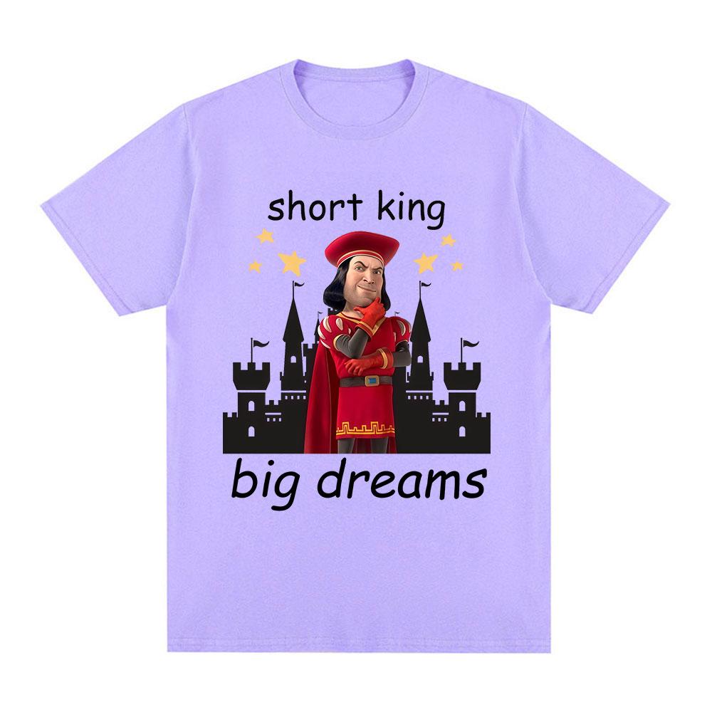 Short King Big Dreams Funny Meme Tshirt Unisexs Clothing Fashion Hip Hop Tshirts Cotton Casual Short Sleeve T Shirts Streetwear