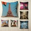 French Landmark the Eiffel Tower Square DoubleSided Printed Pillow Case Bedroom Bedside Pillow Sofa Cushion Cover