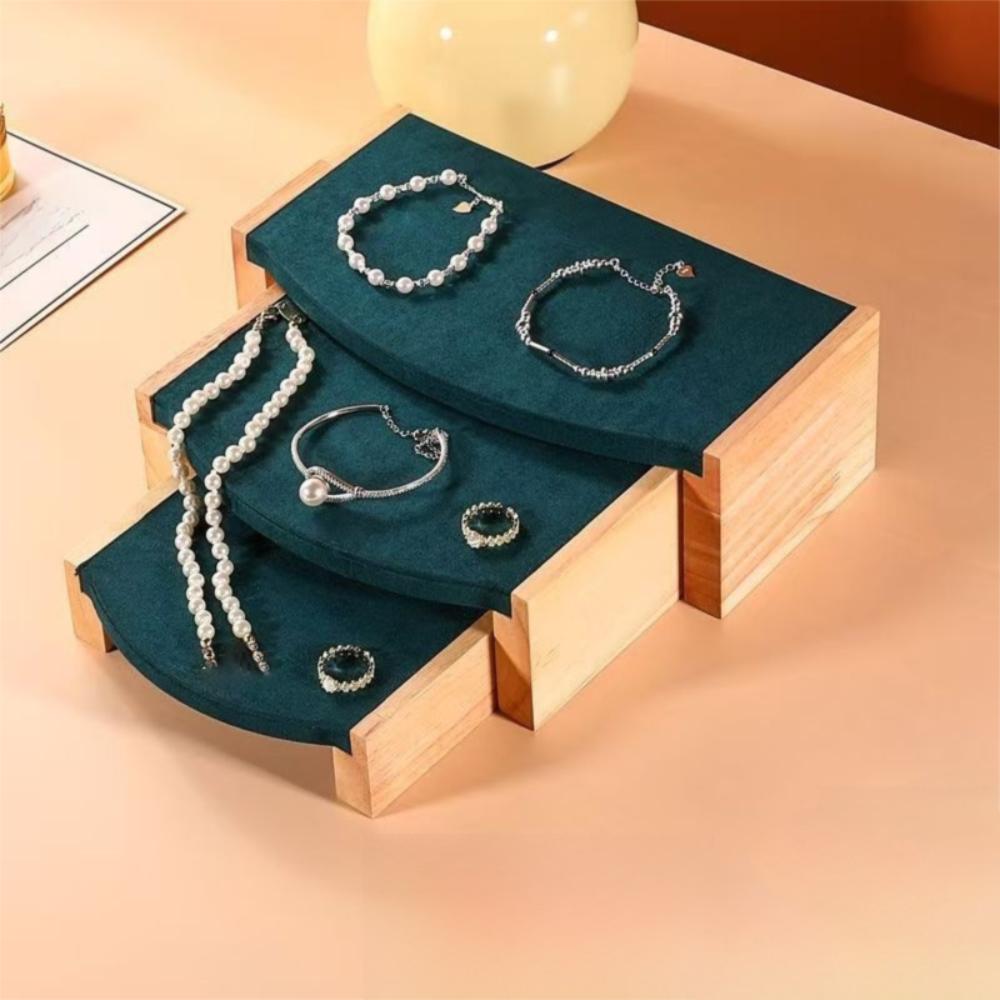 

3Pc/Set Fashion Pendant Necklace Display Stand Bracelet Rings Earrings Rack Dresser зелёный