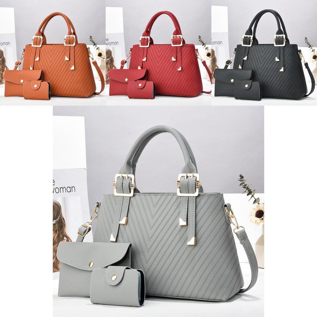 Stylish Macaron Color Three Piece Set In Chic Pu Fabric For Daily Use With High Capacity