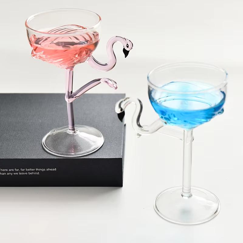 Flamingo Kelch Margarita Cocktailbecher 200ml Rosa Bleifrei Hitzebeständig Glas Spezielles Martini Barzubehör Kreatives Trinkgeschirr