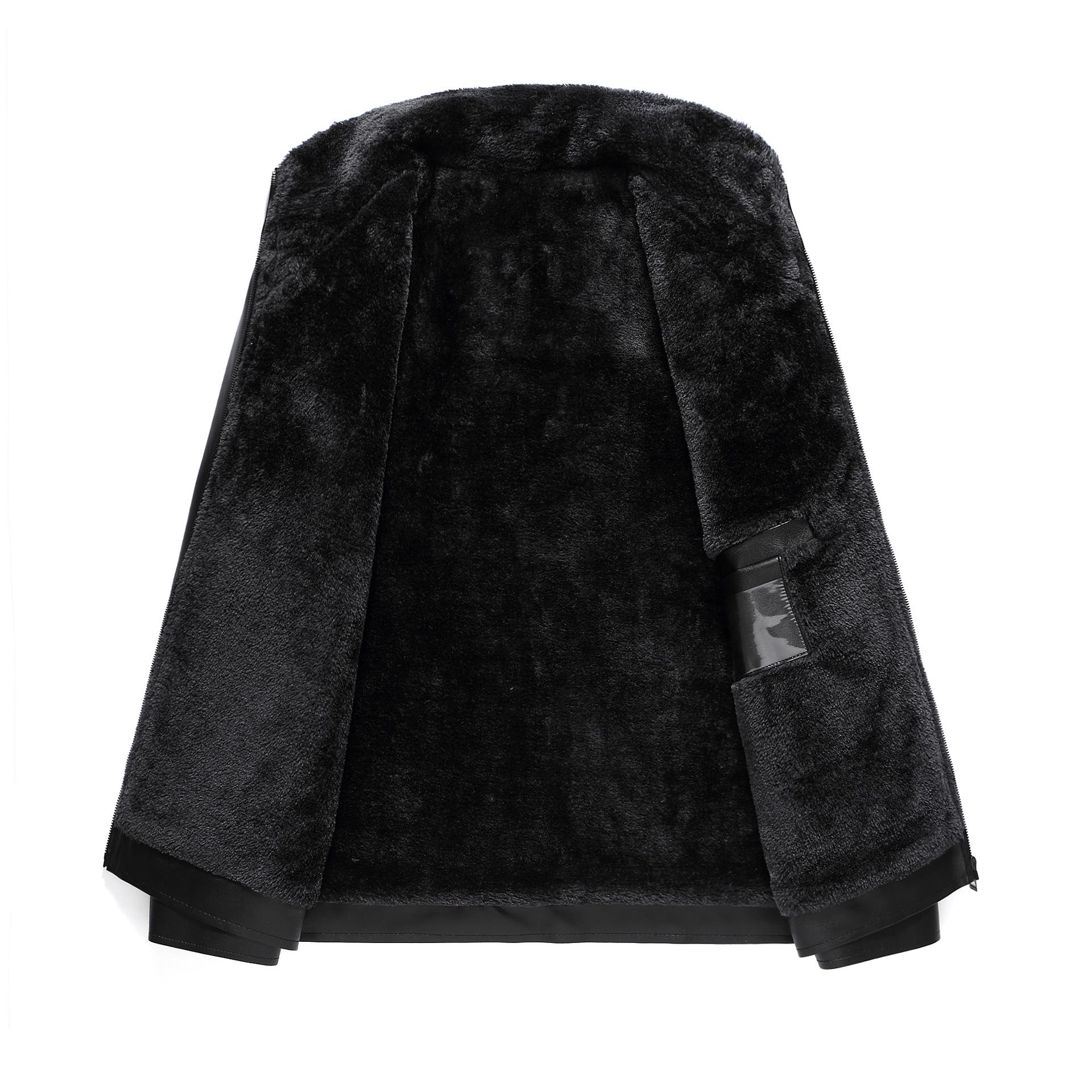 Осенняя новая меховая интегрированная ретро мужская кожаная куртка кожаная куртка — фото 4