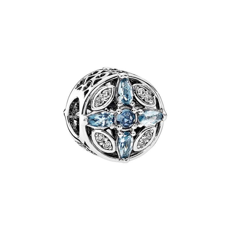 Pandora Frost Glimpse Blue Crystal Bracelet Necklace Charm 925 Silver Necklace/Pendant Women s Model 791995NMBMX синий