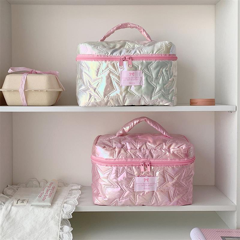 High-Value Star-Shaped Handbag Makeup Bag Cosmetic Bag Large Capacity Toiletry Bag, Portable Travel Essential Storage Bag Gift