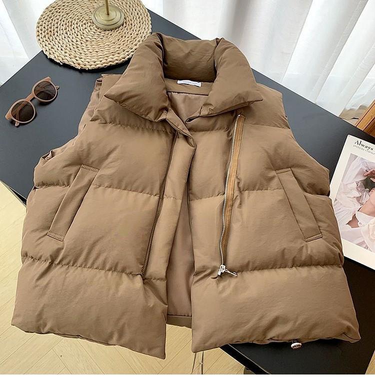 Korean Style Women's Puffer Vest: Spring, Autumn, Winter - Short, Loose, Slimming Design